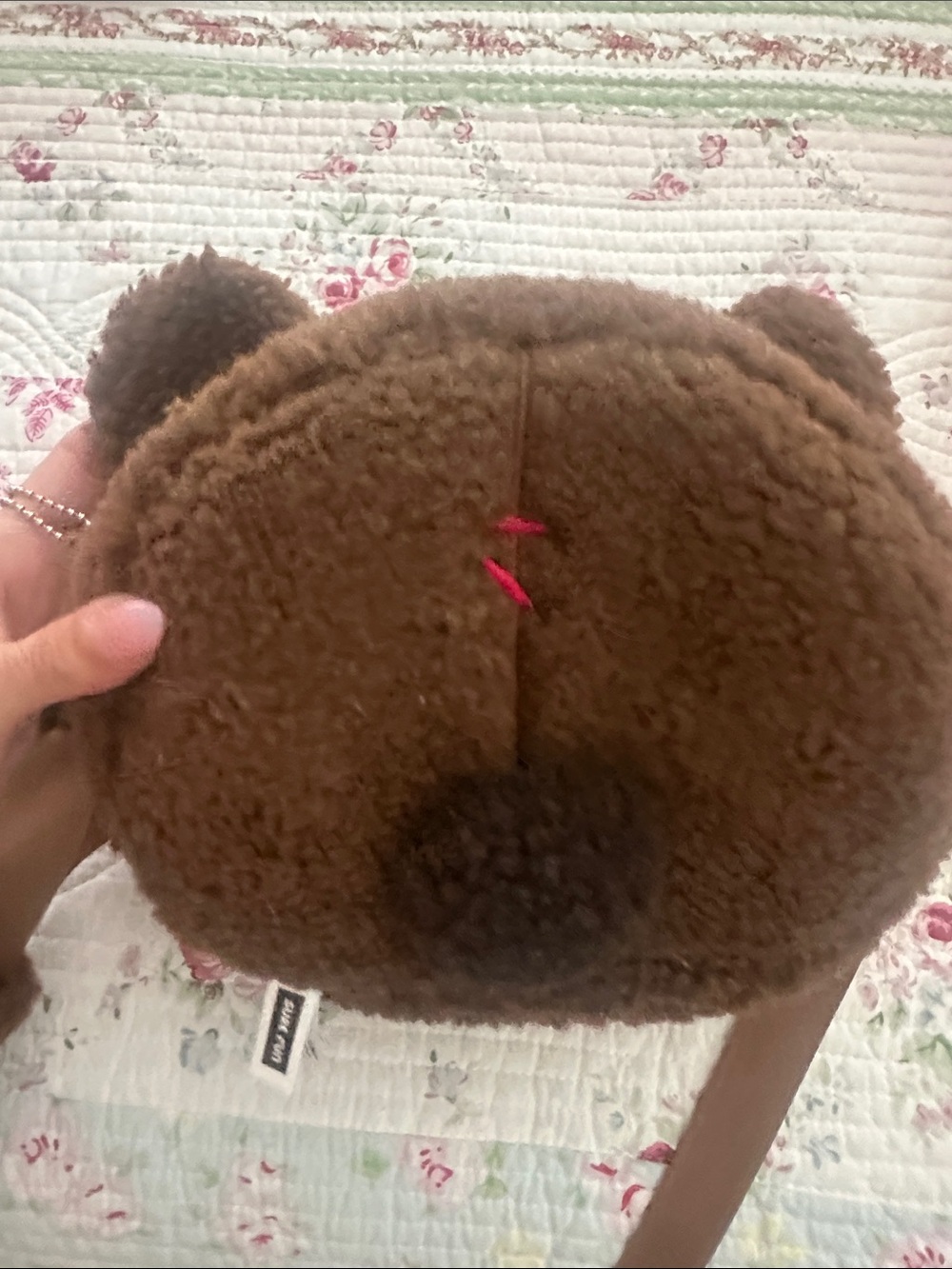 Plush Brown Bear Crossbody Bag with Doll Face Nommi - Picture 3 of 4